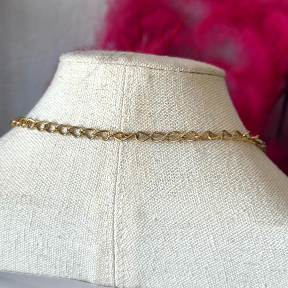 Vintage Dicrotic Glass Blue and Gold Necklace - Picture 10 of 10